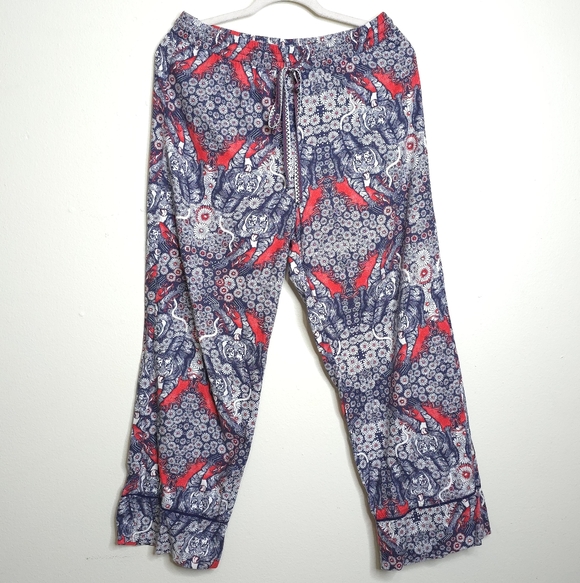 Anthropologie Florence Balducci Menagerie Flannel Sleep Pants Medium Floral - Picture 2 of 11